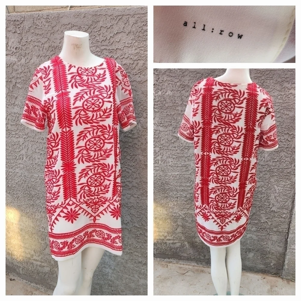 Fond of‎ You Hot Pink Embroidered Short Sleeve Shift Dress - Picture 2 of 3